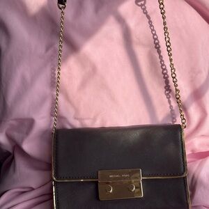 Michael Kors black leather chain crossbody